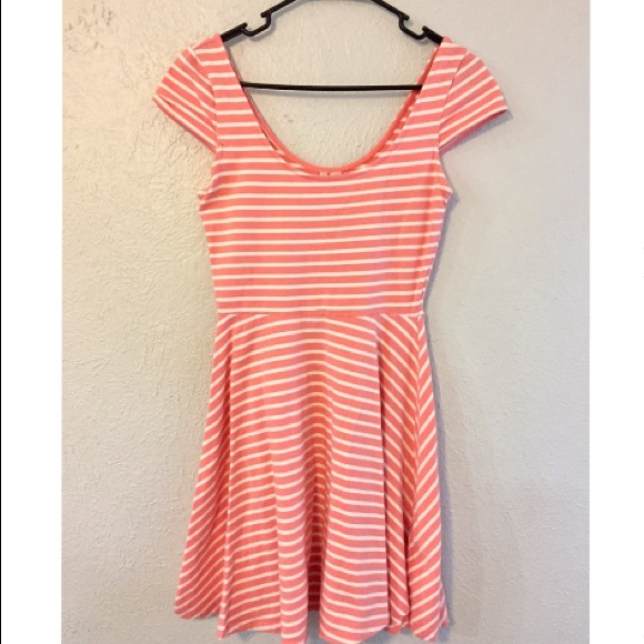 pink and white striped sundress
